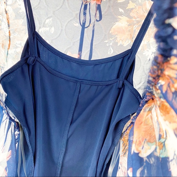 NWT As U Wish Blue Pink Floral Babydoll Dress Lagenlook Small - Picture 10 of 11